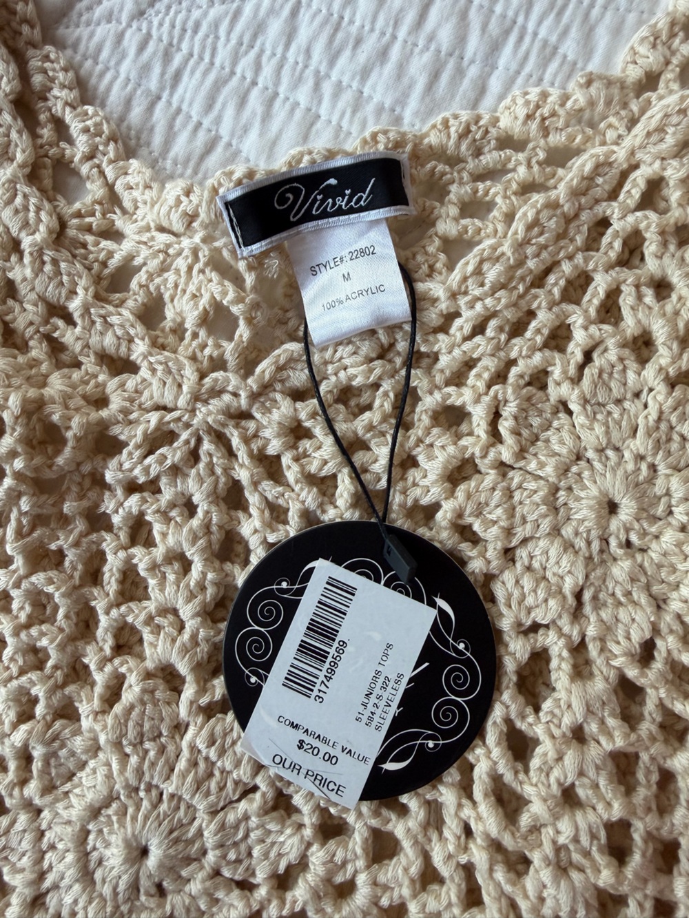 NWT Crochet Fringe Camisole Tank Top - Cream - Picture 3 of 3